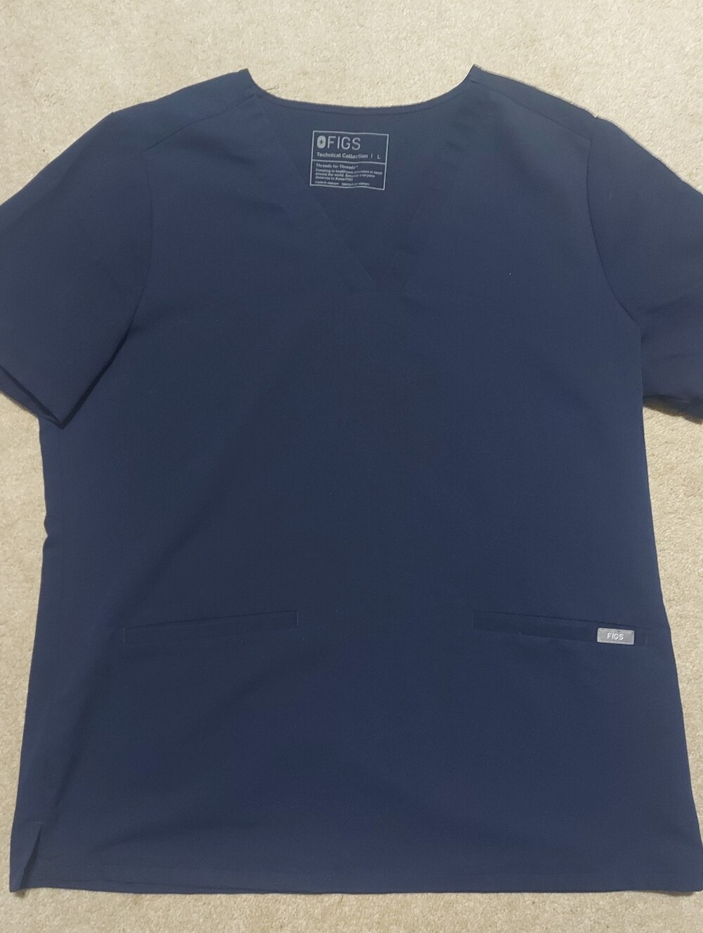FIGS Casma Scrub Top Women's Large Navy Blue V-Neck FW1100